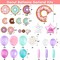 100 PCS Donut Balloons Garland Pastel Decoration Kits Sprinkles Confetti Doughnut Backdrop Cutouts Kids Birthday Party Balloons Arch Photo Props Favor Ideas Supplies
